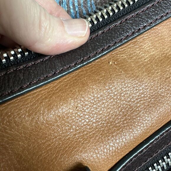 FOSSIL Dawson Red Multi Leather Convertible Satchel Shoulder Bag Crossbody - Picture 3 of 4